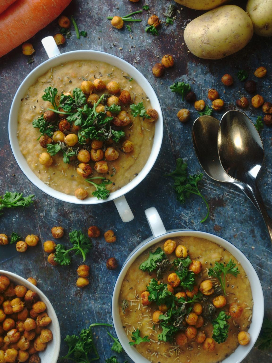 Vegane Kichererbsensuppe mit Kartoffeln | Gesundes Rezept 🌱